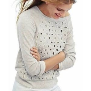 J. Crew Laser Cut Eyelet Sweatshirt